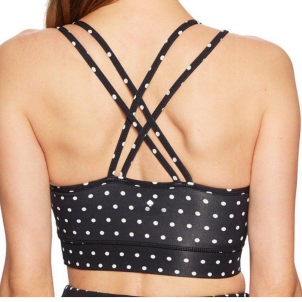 Kate Spade Polka Dot Scallop Sports Bra Sport Yoga Strappy back crisscross